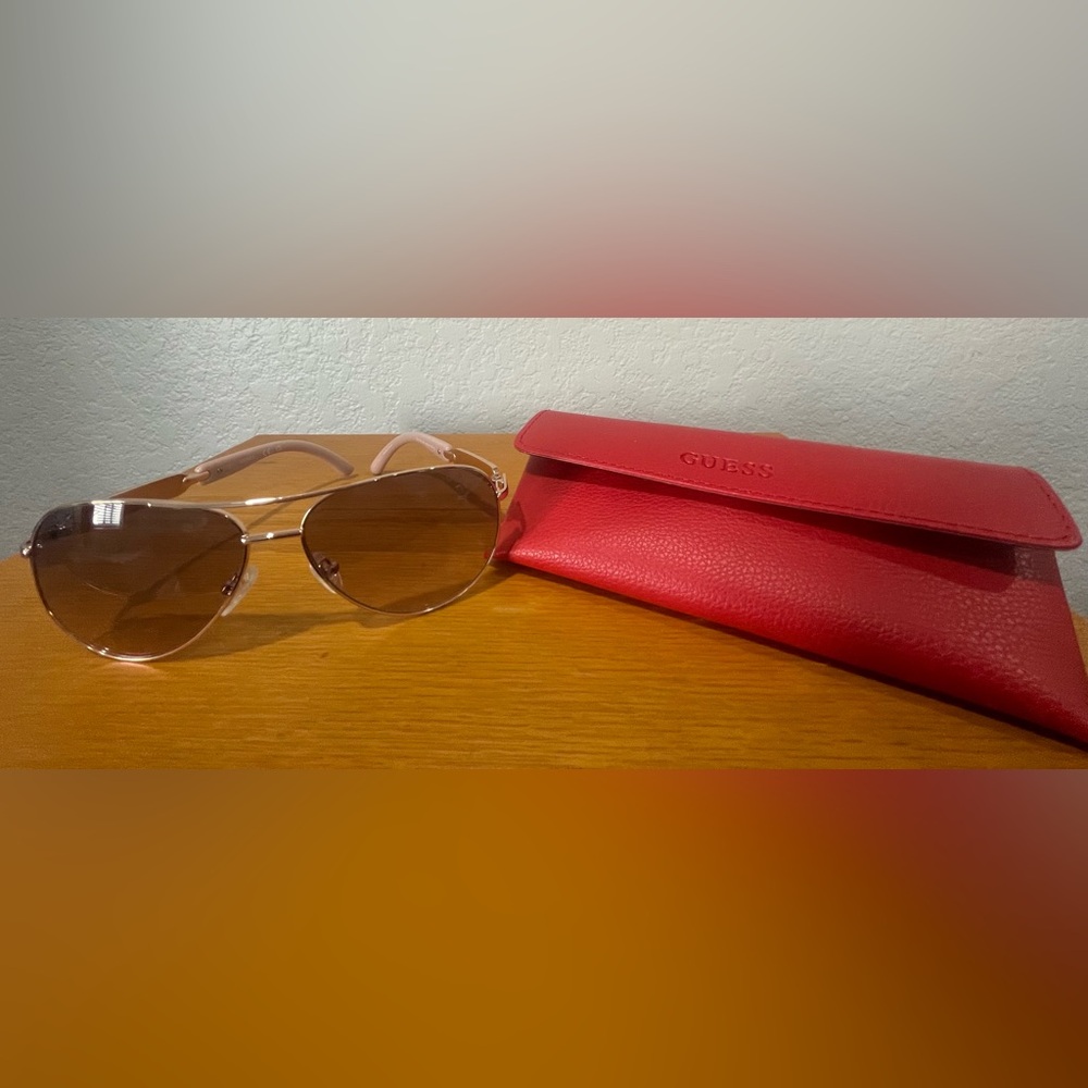 Guess Women's Aviator Sunglasses with Red Case